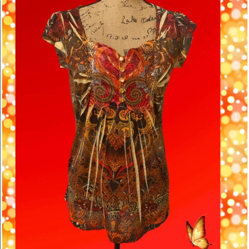 Vintage Y2k Babydoll Peasant Top
